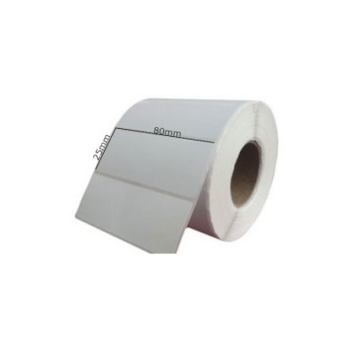 Decal thường in mã vạch 80x25mm, 1tem/hàng, cuộn 50m